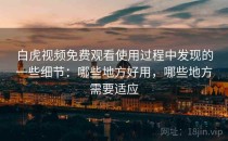 白虎视频免费观看使用过程中发现的一些细节：哪些地方好用，哪些地方需要适应