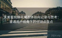 天美蜜桃麻花果冻体验向记录与思考：普通用户视角下的优缺点盘点